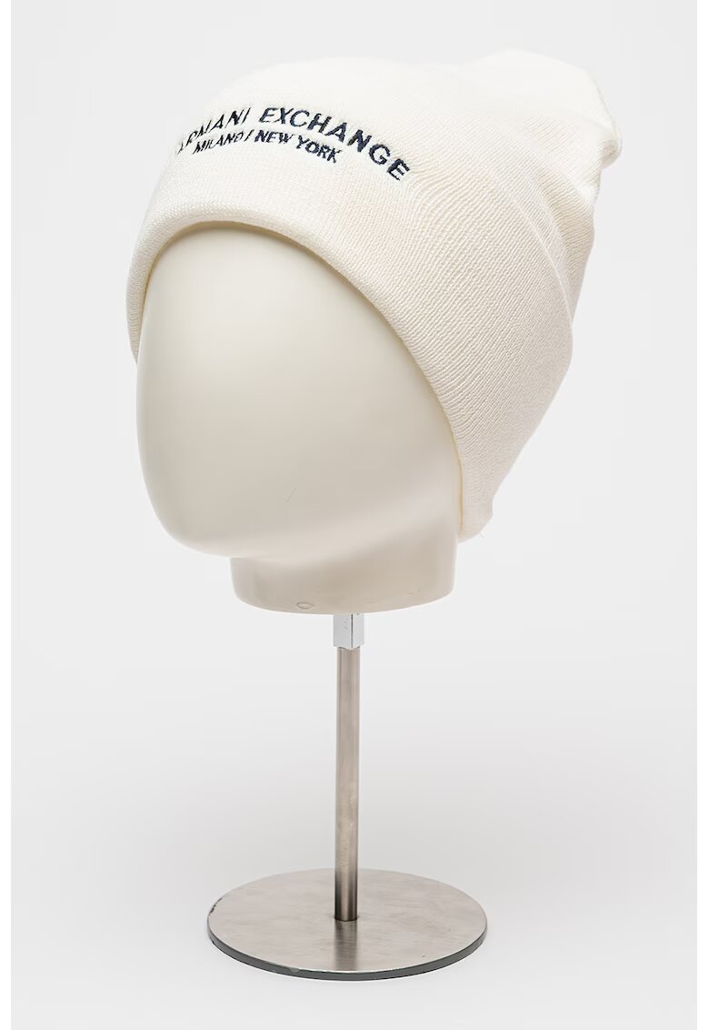 Armani Exchange Caciula cu logo brodat - Alb murdar