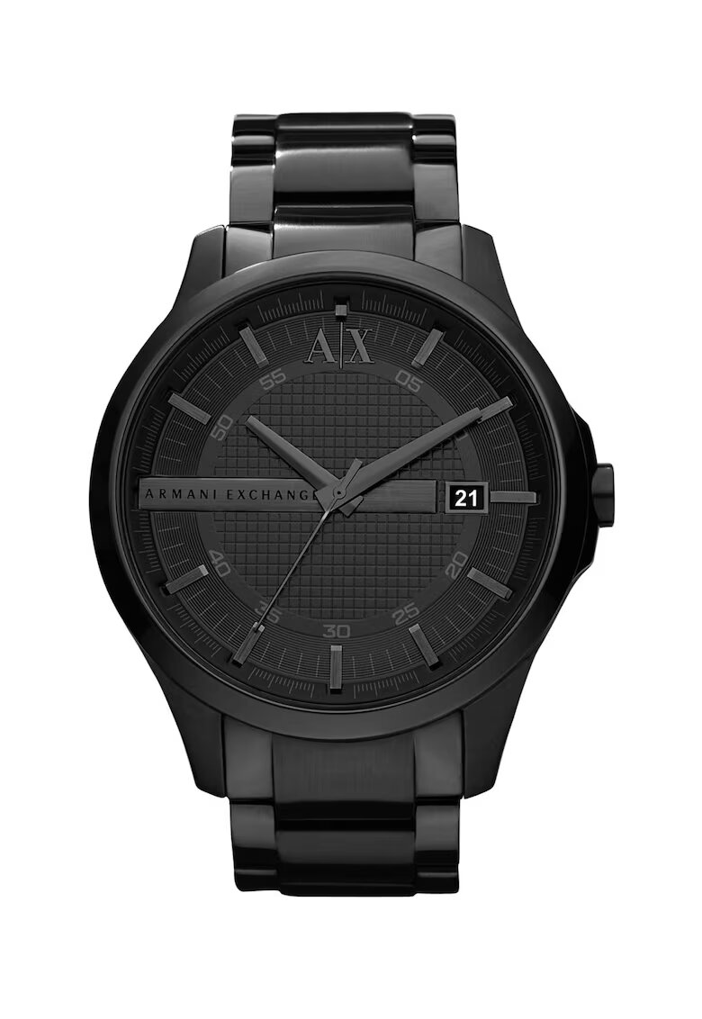 Armani Exchange Ceas rotund analog cu cadran texturat - Negru - Negru