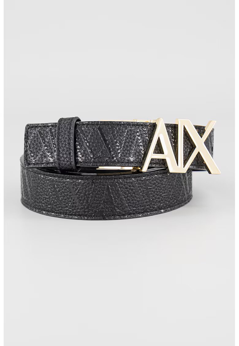 Armani Exchange Curea de piele ecologica cu catarama metalica - Negru