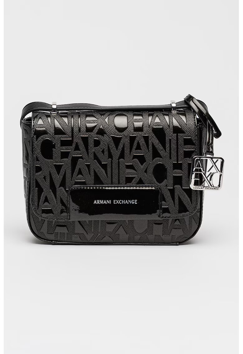 Armani Exchange Geanta crossbody cu clapa - logo si bareta ajustabila - Negru