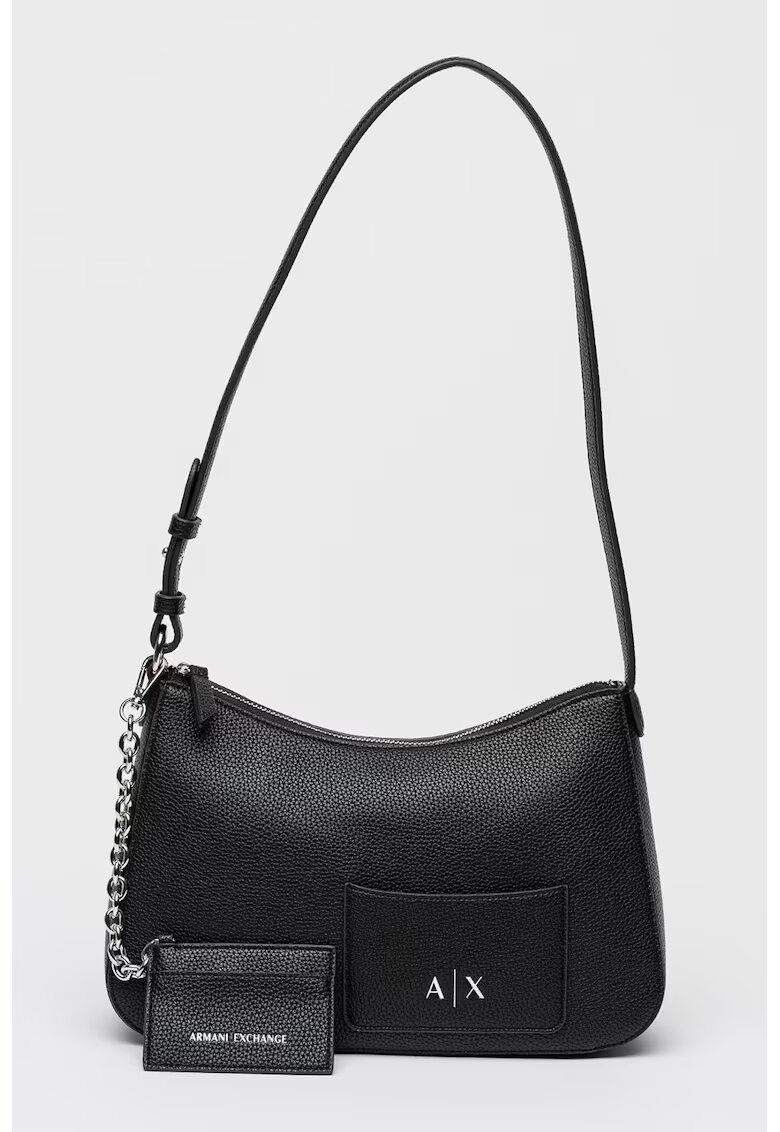 Armani Exchange Geanta de piele ecologica cu bareta de umar si portcart detasabil - Negru