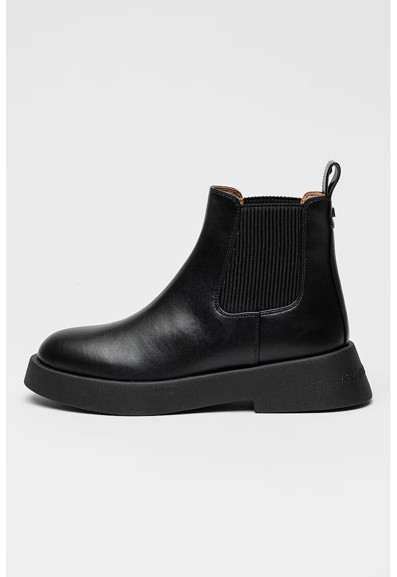 Armani Exchange Ghete Chelsea de piele - Negru