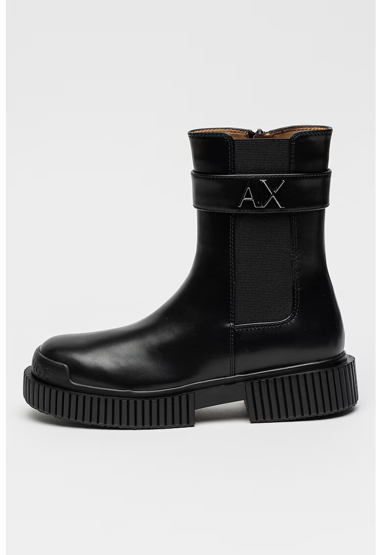 Armani Exchange Ghete de piele ecologica cu bareta decorativa - Negru