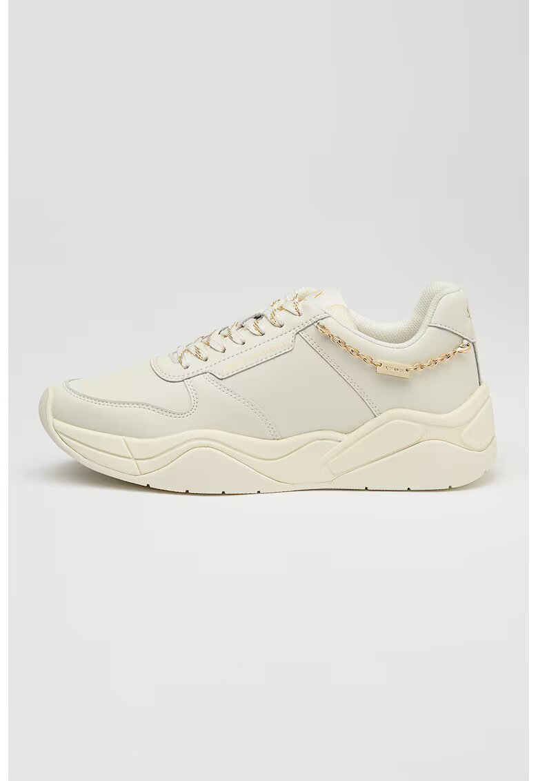 Armani Exchange Pantofi sport de piele cu aspect masiv - Auriu rose/Alb murdar
