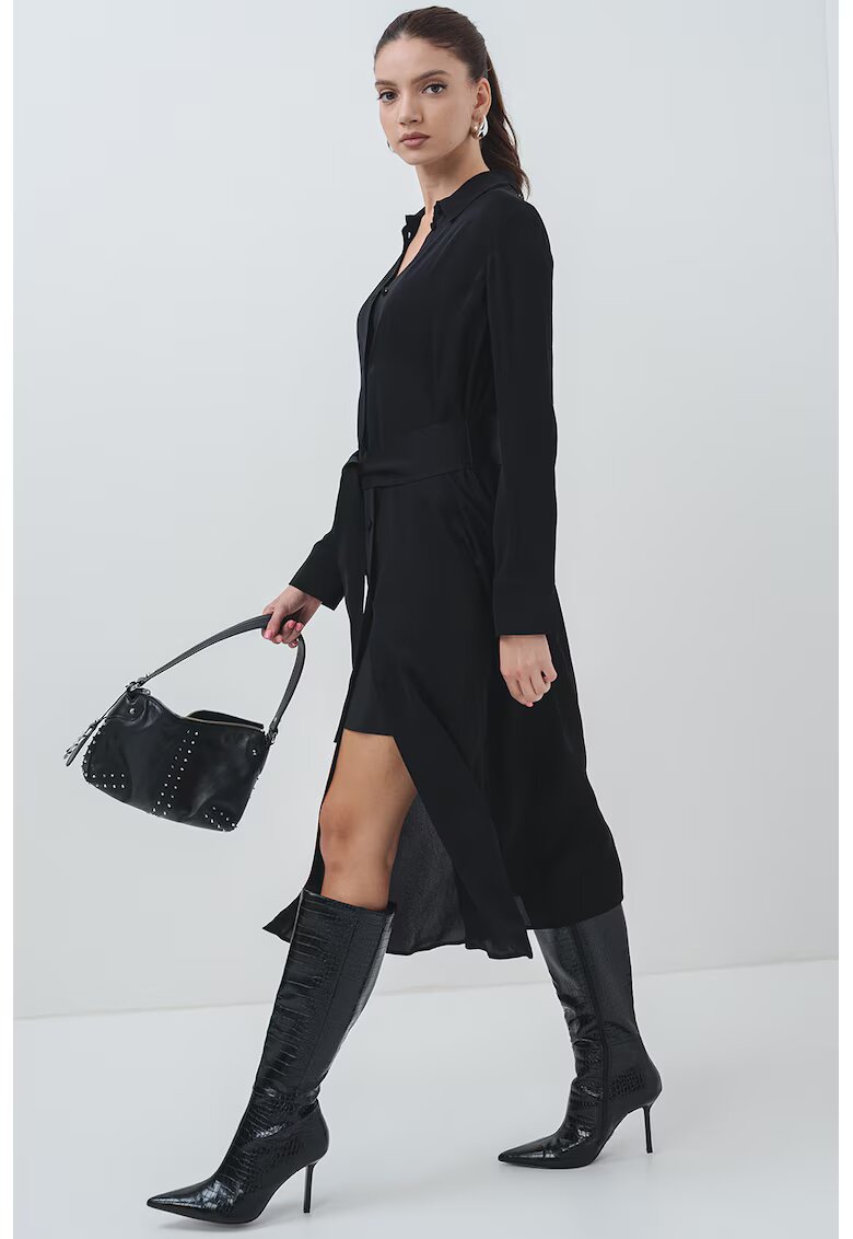 Armani Exchange Rochie cu cordon si maneci lungi - Negru