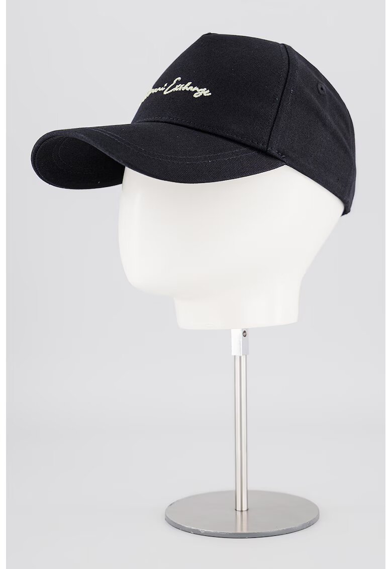 Armani Exchange Sapca din bumbac cu logo brodat - Negru/Argintiu