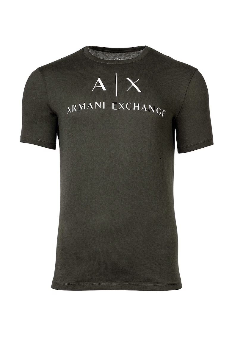 Armani Exchange Tricou cu logo pe piept - Verde masliniu