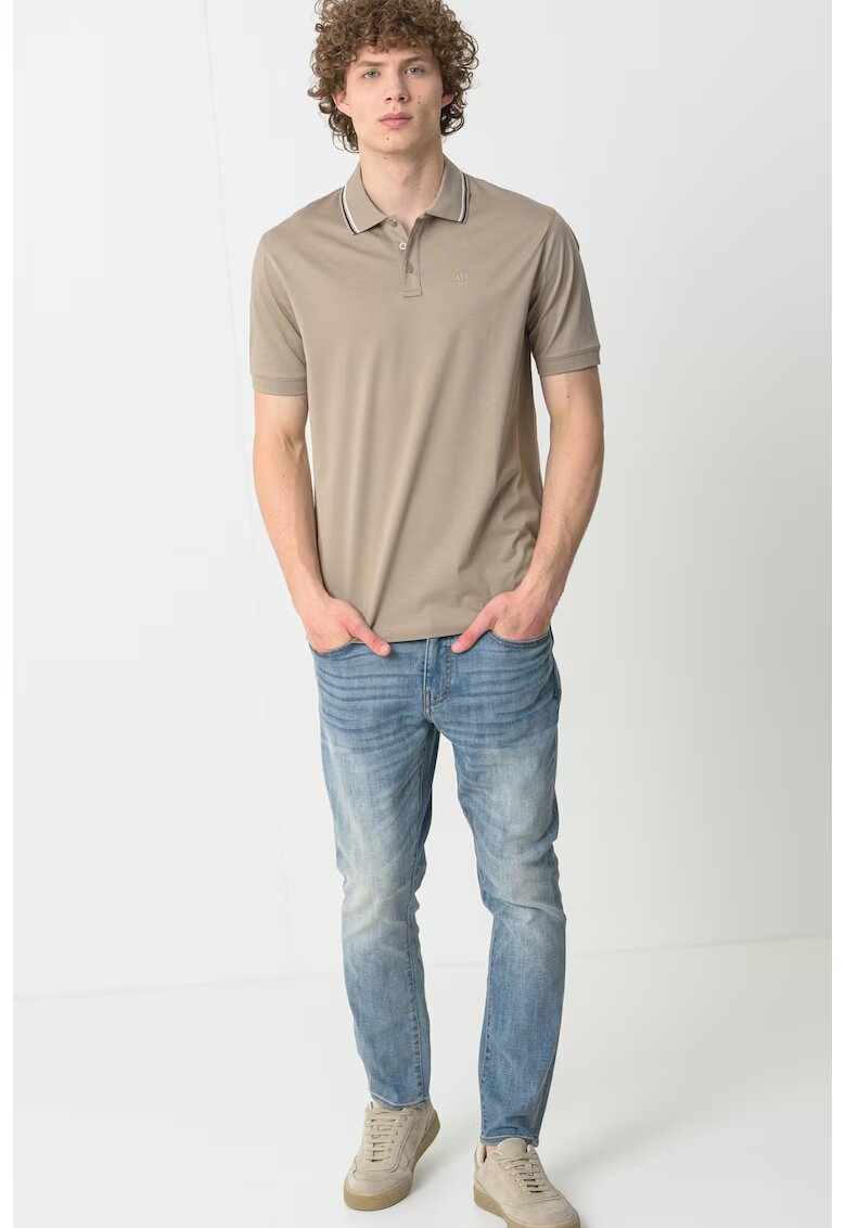 Armani Exchange Tricou polo cu model uni - Kaki