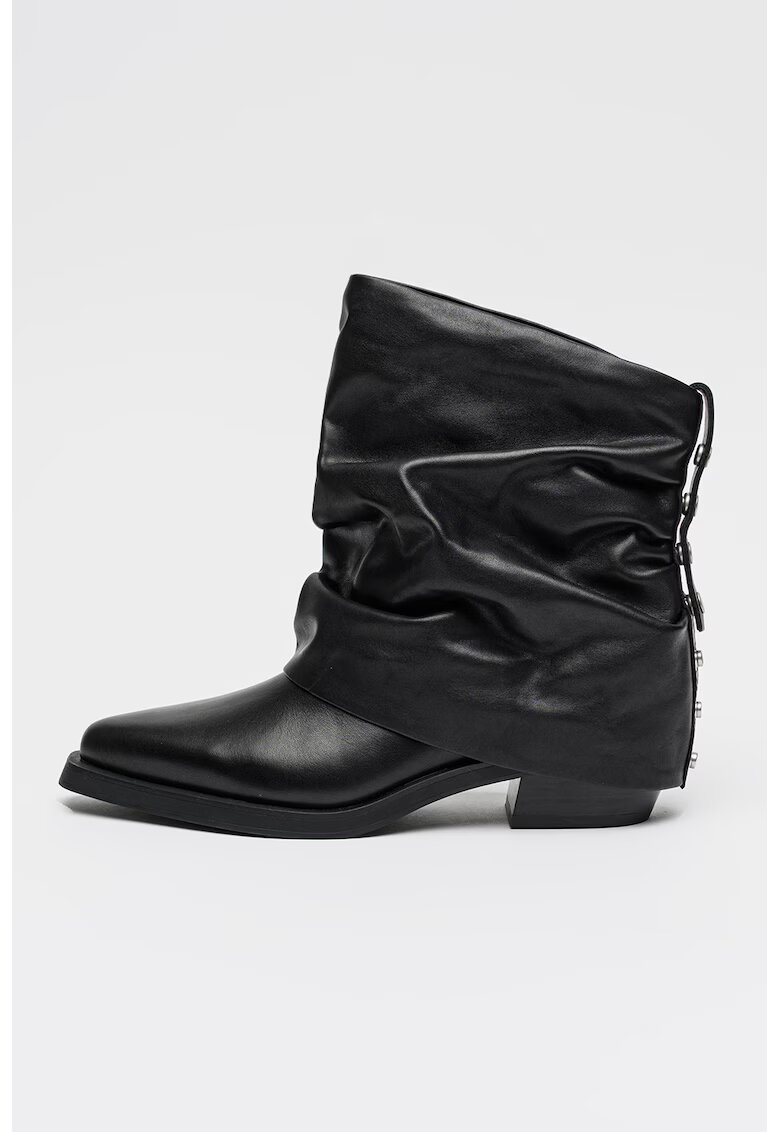 Ash Botine cowboy din piele cu detaliu cu inchidere dubla - Negru