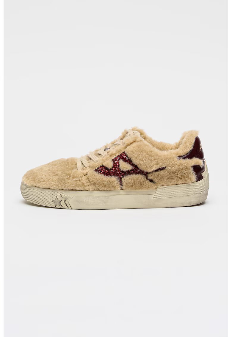 Ash Pantofi sport low-cut din blana sintetica - Visiniu/Bej