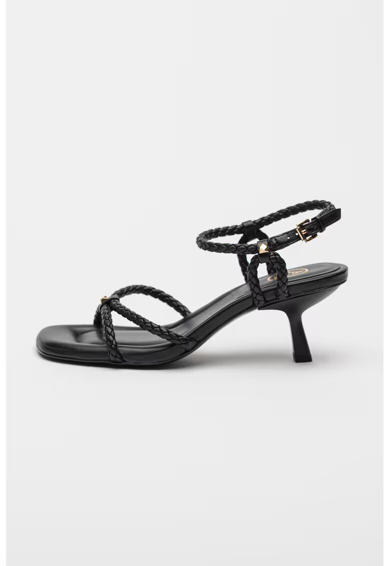 Ash Sandale de piele ecologica cu toc si aspect impletit Jess - Negru