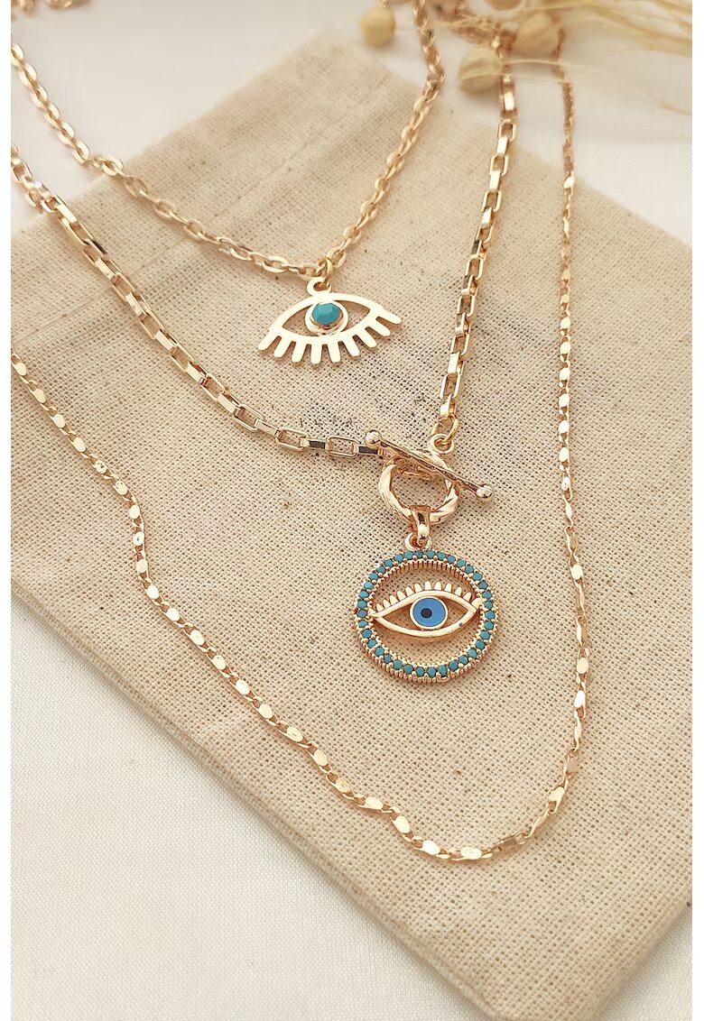 Atelier Miu Colier stratificat cu pandantive Evil Eye - Auriu