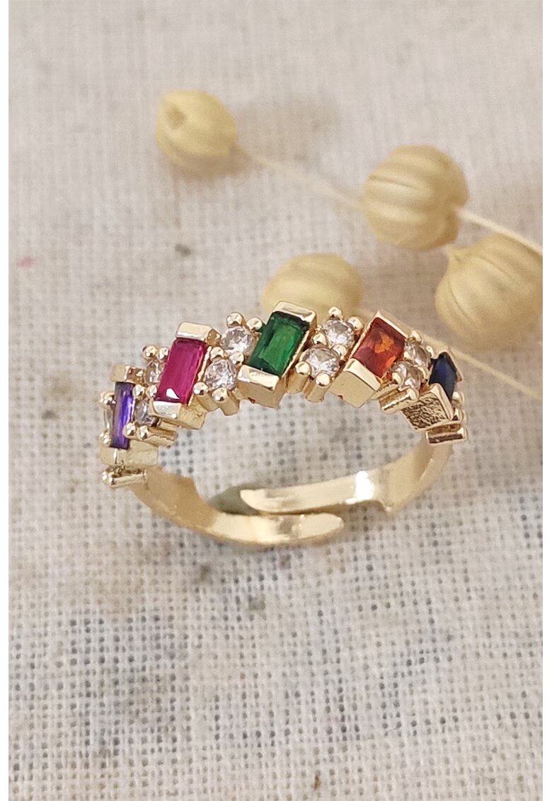 Atelier Miu Inel ajustabil cu zirconia - Alb/Multicolor