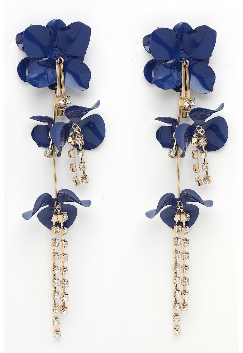 AVANT-GARDE PARIS Cercei drop cu design floral si cristale - Auriu/Albastru