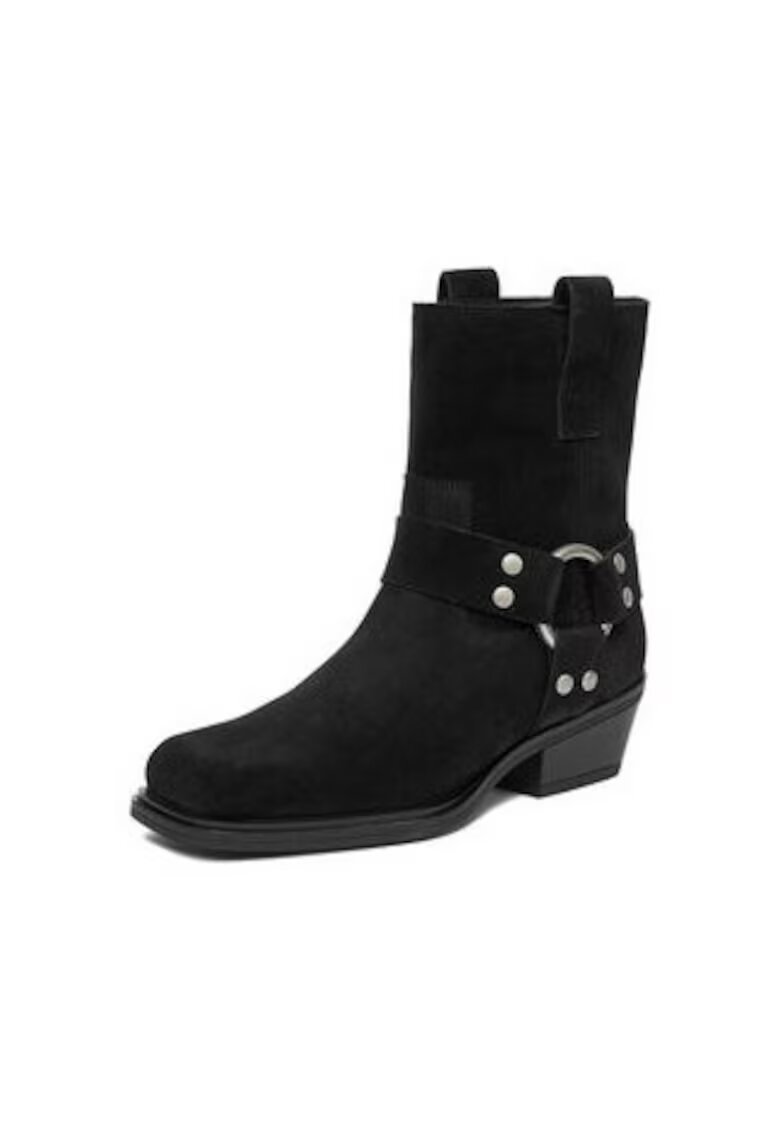 BADURA Botine dama slip-on - piele naturala - negru - cauciucuri elastice
