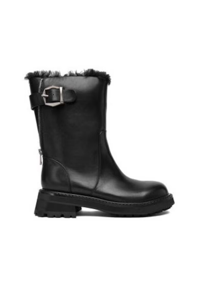 BADURA Botine dama slip-on - piele naturala - negru - elastice