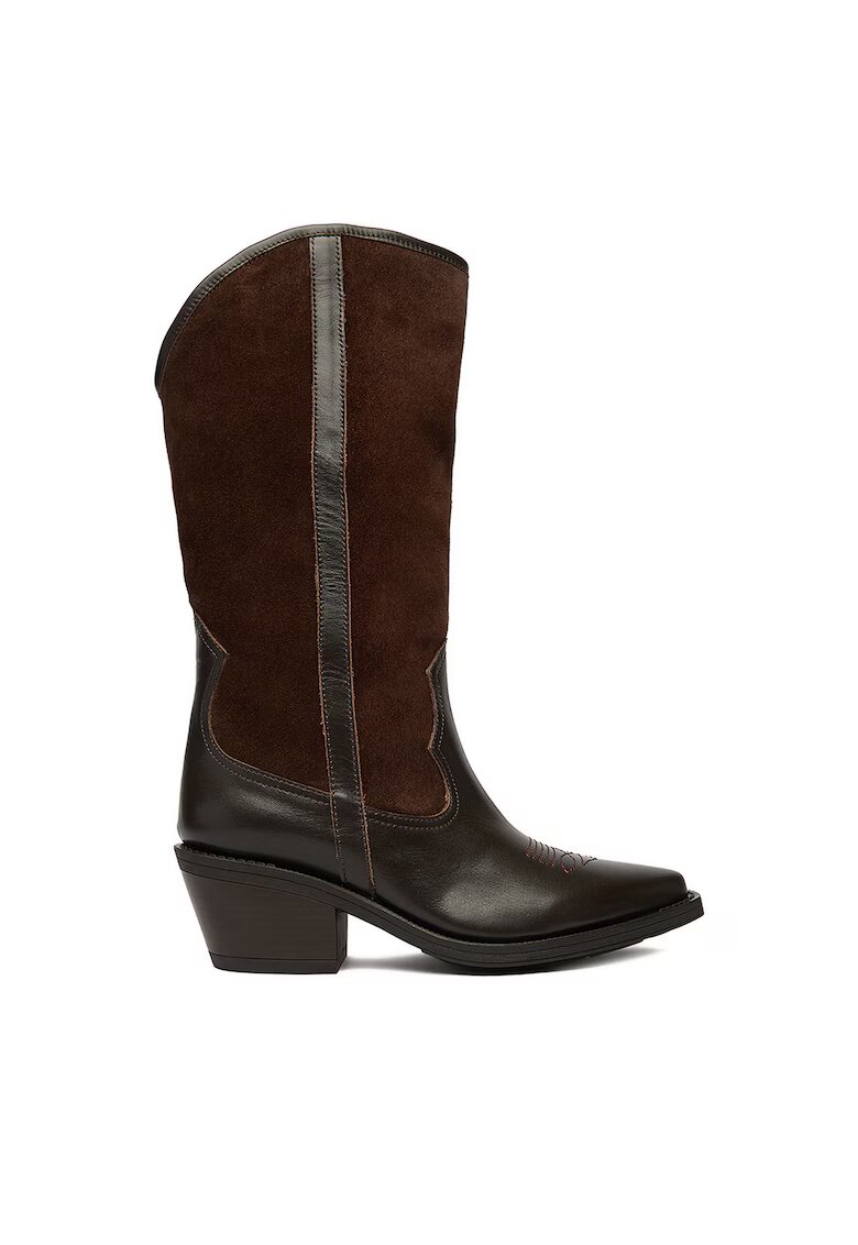 BADURA Cizme dama - cowboy - piele naturala - maro