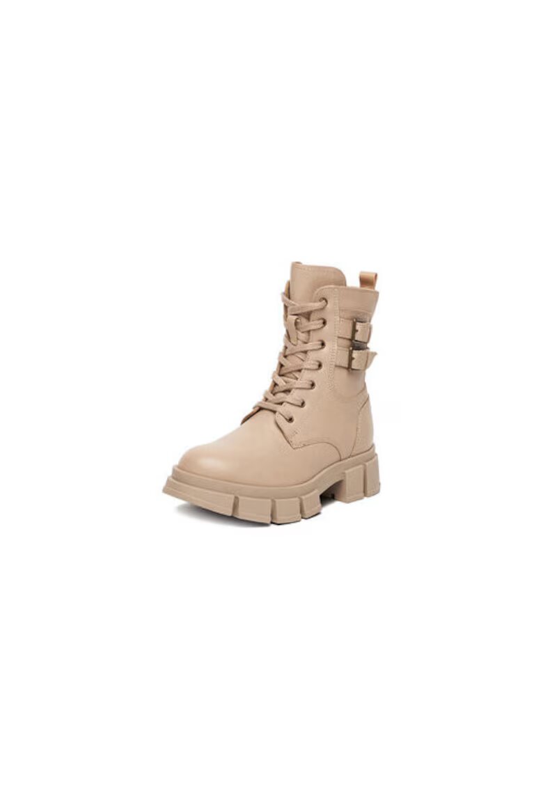 BADURA Ghete copii EO-CI12-9092-07 - bej - piele naturala - cu fermoar
