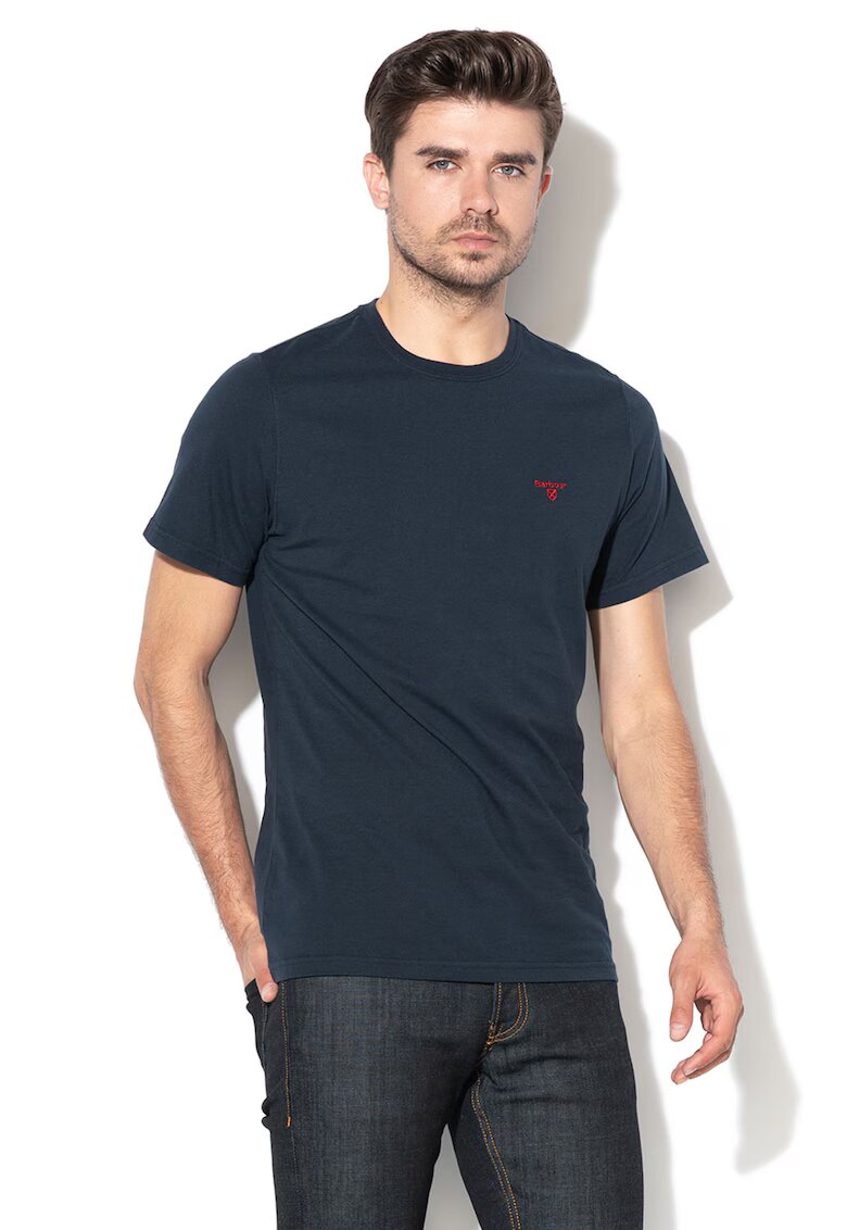Barbour Tricou din bumbac cu decolteu la baza gatului - Bleumarin