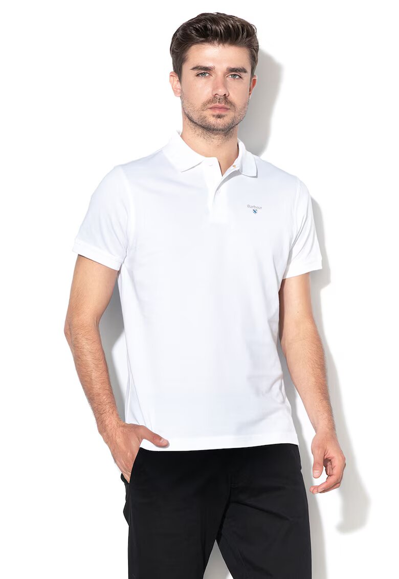 Barbour Tricou polo din material pique cu logo brodat - Alb
