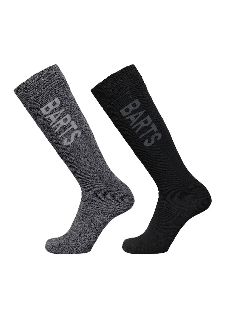 Barts Set de sosete mid-calf din amestec de lana cu logo pentru ski - 2 perechi - Negru/Gri inchis melange
