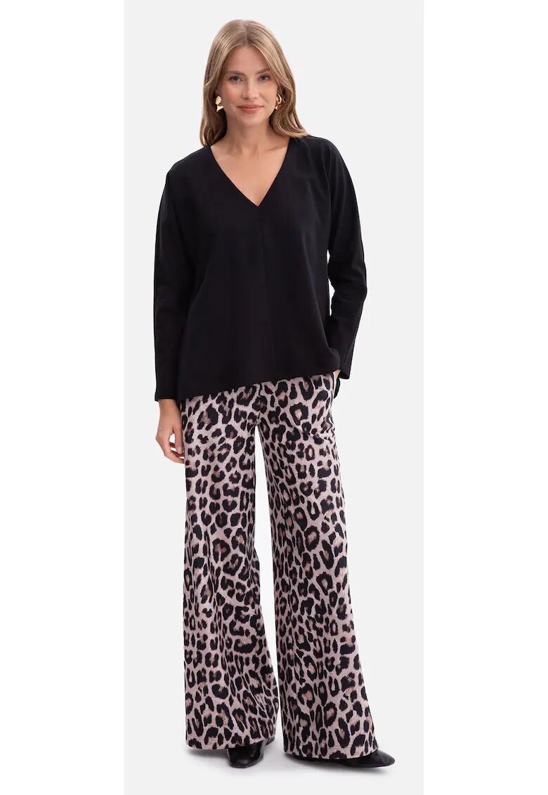 BeWear Pantaloni largi - B302 model 1 imprimeu - 65% poliester - 30% viscoza - 5% elastan - elastic in talie - casual - lungi - drepte - fara buzunare - fara inchizatoare material placut la atingere - Multicolor