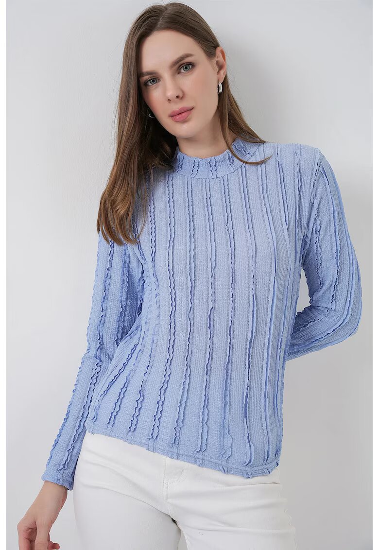 Big Dart Bluza dama - HiCCUP - Bluza texturata Slim Fit - Albastru Maya - Jerseu