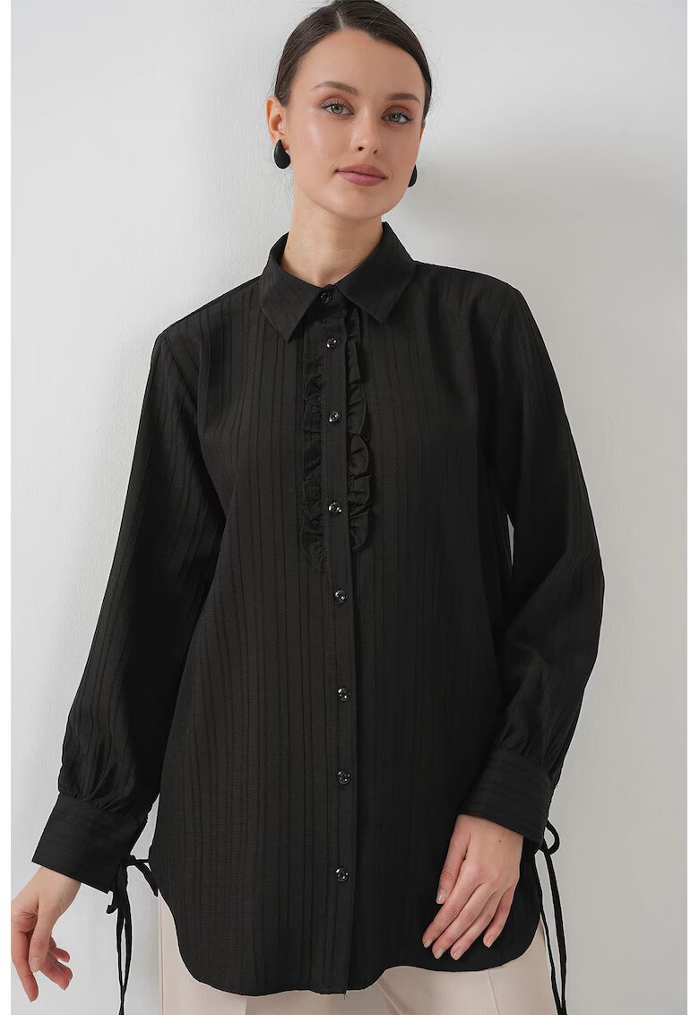 Big Dart Camasa dama - cu volane - negru - textil