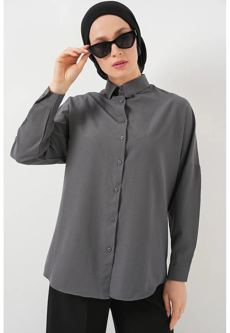 Big Dart Camasa dama HiCCUP Relaxed Fit gri - Gri