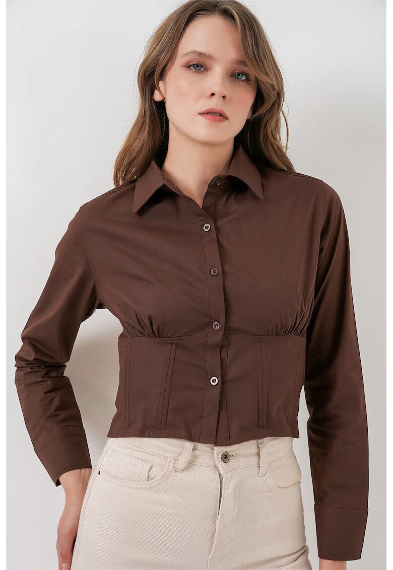Big Dart Camasa dama - scurta - maro mocha - textil