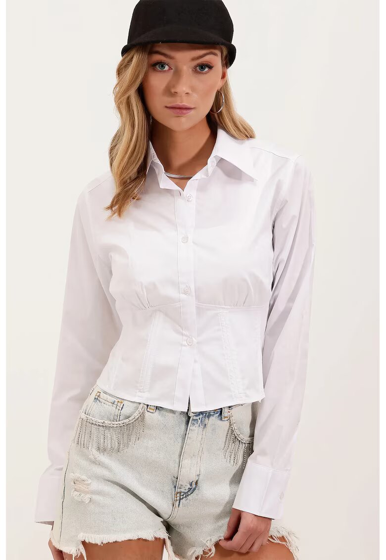 Big Dart Camasa scurta dama - alb - textil