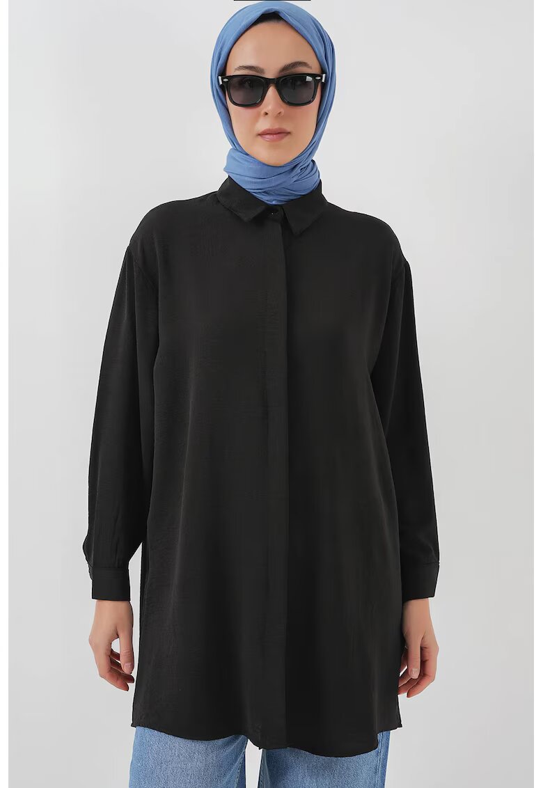 Big Dart maneca lunga - neagra - textil - Negru