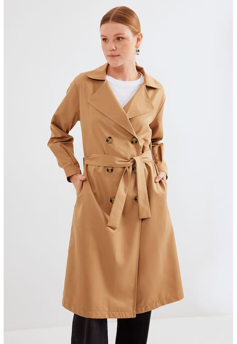 Big Dart Palton dama BigDart - trench lung - doua randuri de nasturi - textil - Camila Maro -