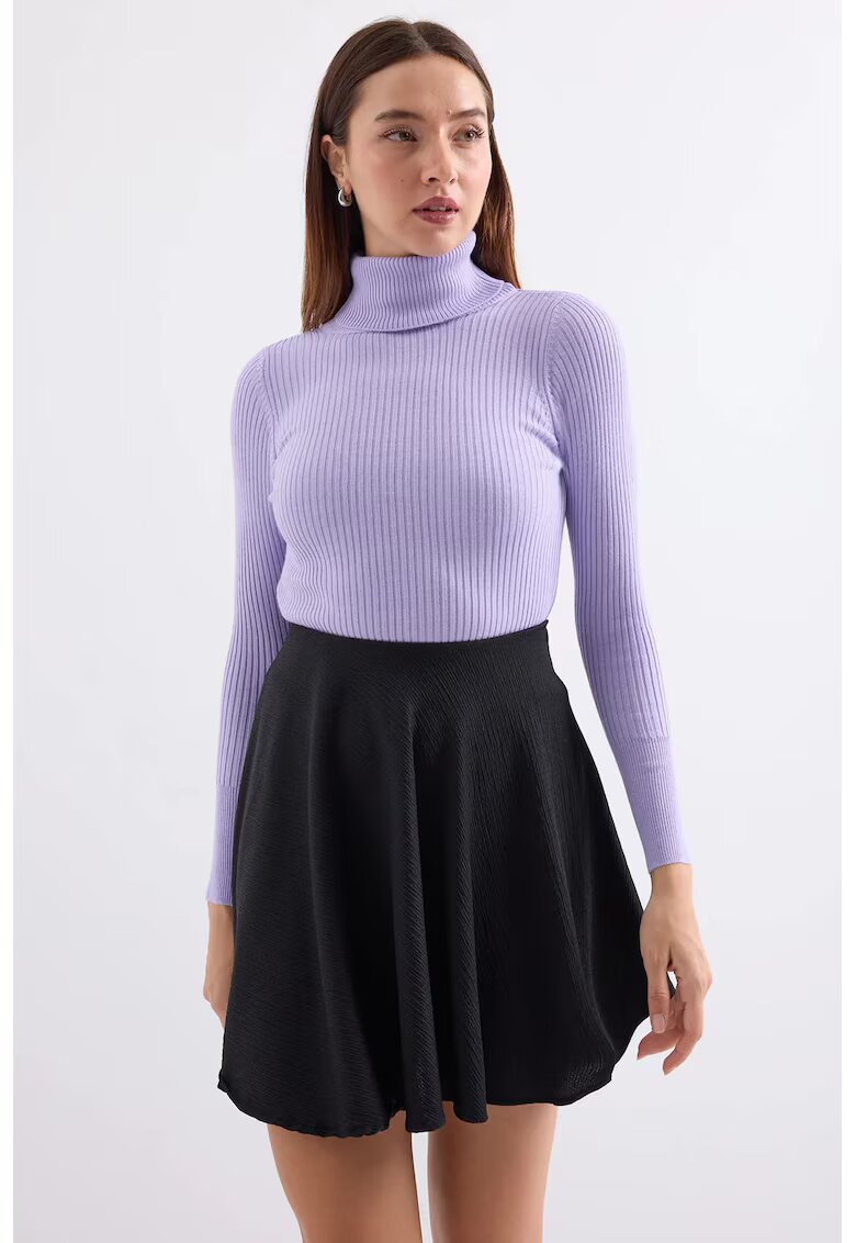 Big Dart Pulover dama HiCCUP - texturat - guler inalt - violet - tricot