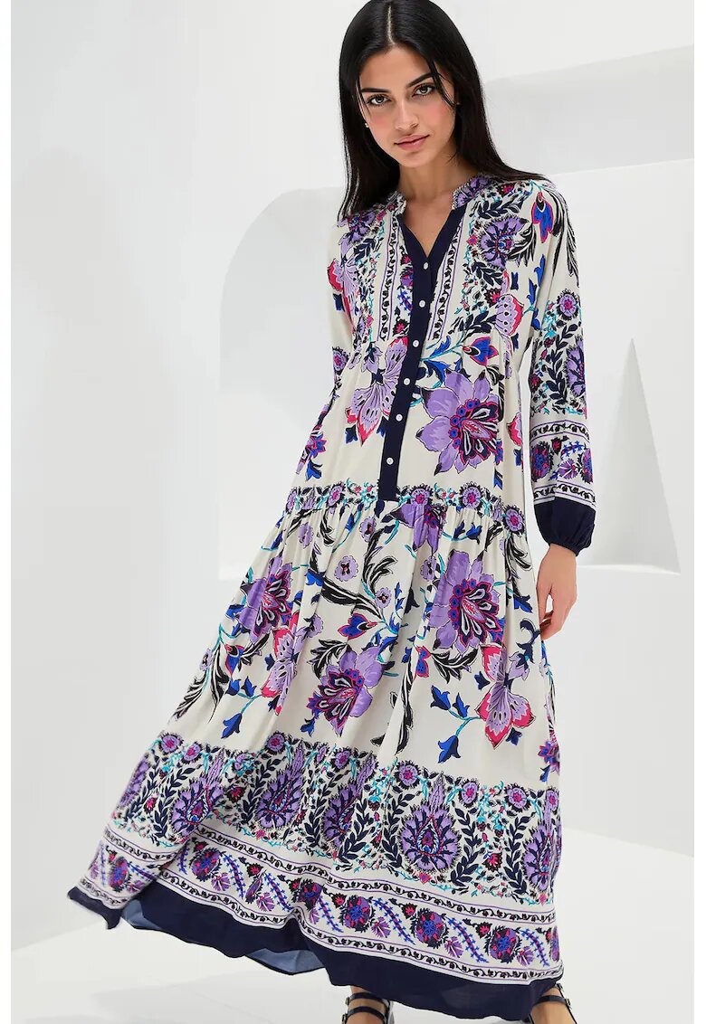 Big Dart Rochie maxi dama - HiCCUP - decolteu V - multicolor - Multicolor