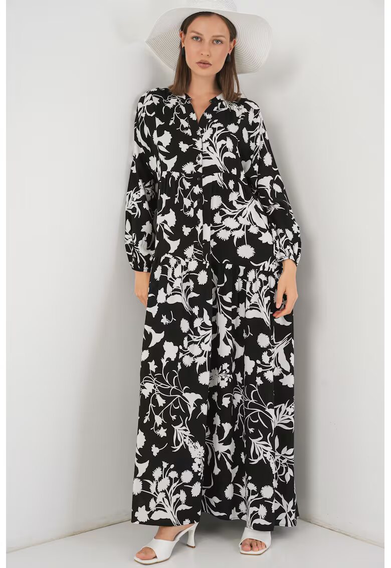 Big Dart Rochie maxi - HiCCUP BDART - inchidere cu nasturi - textil - gri inchis