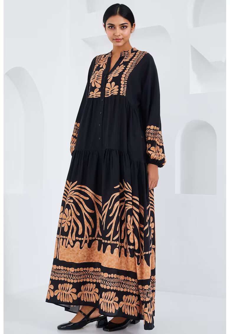 Big Dart Rochie maxi - HiCCUP - imprimeu - Negru