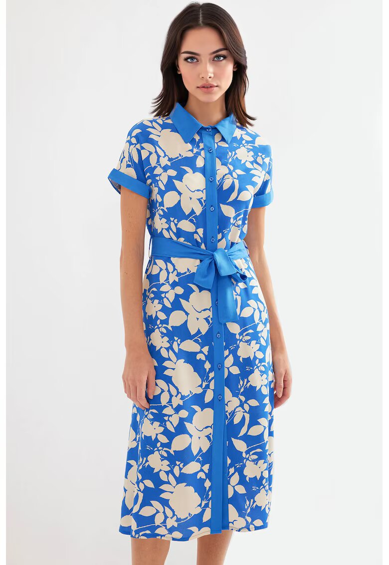 Big Dart Rochie midi dama HiCCUP - imprimeu floral - poliester - albastru