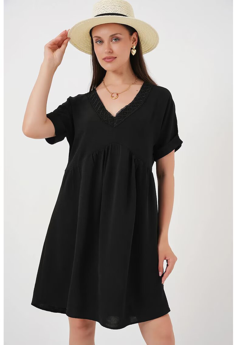 Big Dart Rochie mini dama HiCCUP - decolteu in V - poliester/elastan - negru