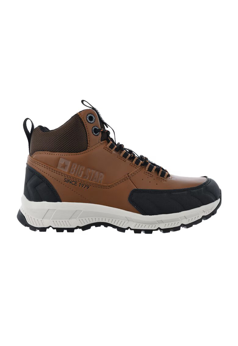 Big Star Ghete de piele ecologica cu insertii textile - Maro