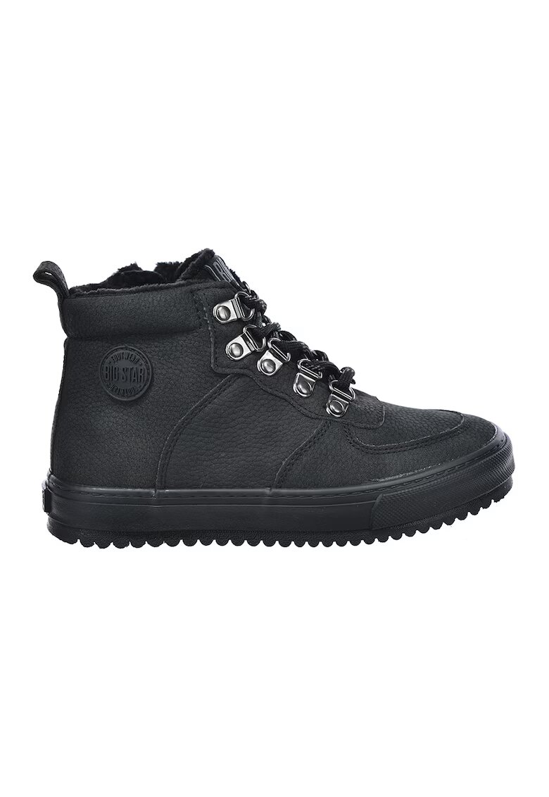 Big Star Ghete de piele ecologica cu sireturi - Negru stins