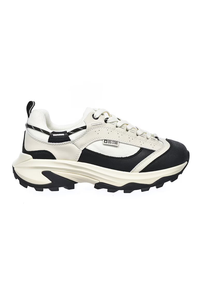 Big Star Pantofi sport de piele cu garnituri de plasa - Negru/Crem