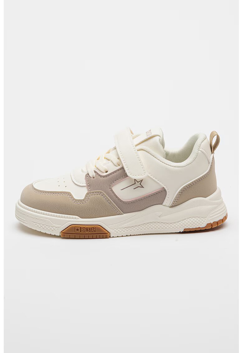 Big Star Pantofi sport low-cut de piele ecologica - Maro taupe deschis/Alb murdar