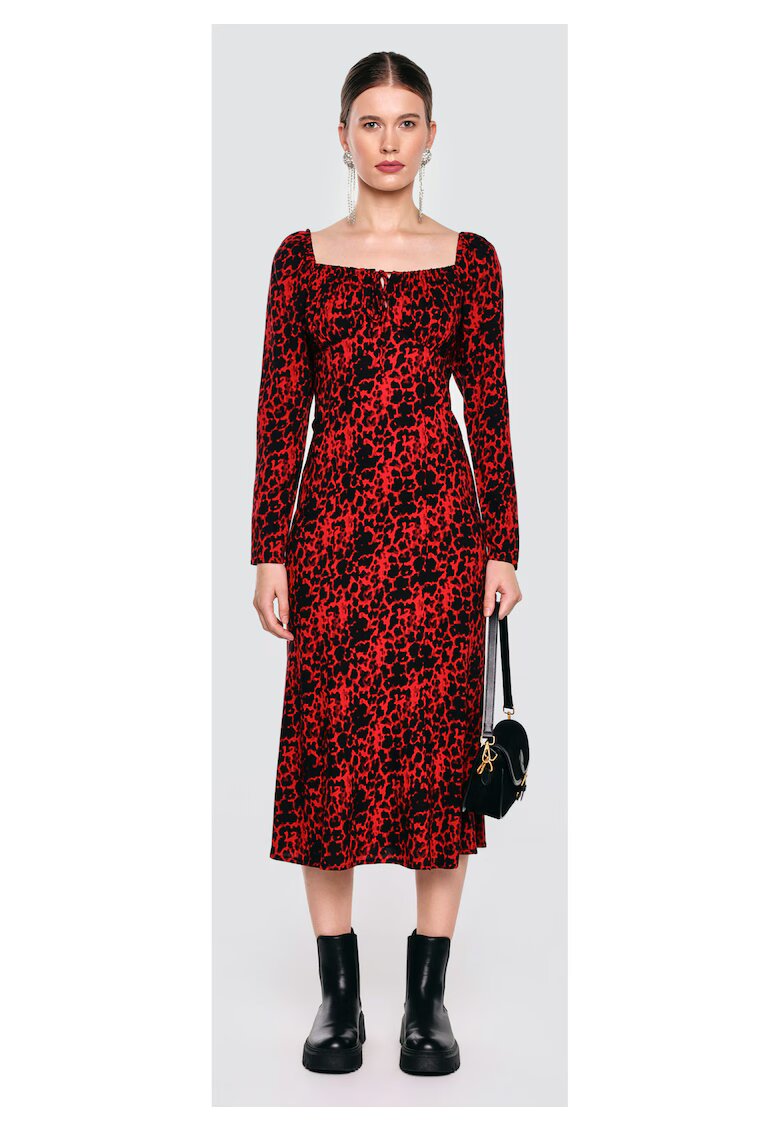 Big Star Rochie midi cu decolteu patrat Kiara - 65987 - Rosu/Negru