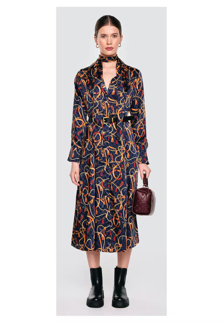 Big Star Rochie midi cu imprimeu si cordon in talie Umi