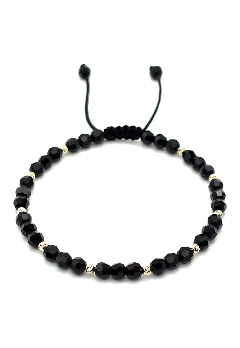 BIJUTERIA NEAGRA Bratara cu 10 bile din AUR 14K si Cristale Preciosa - reglabila - dama