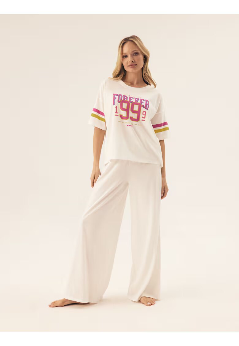 Bloovii Pijama dama Forever Bej deschis - Text