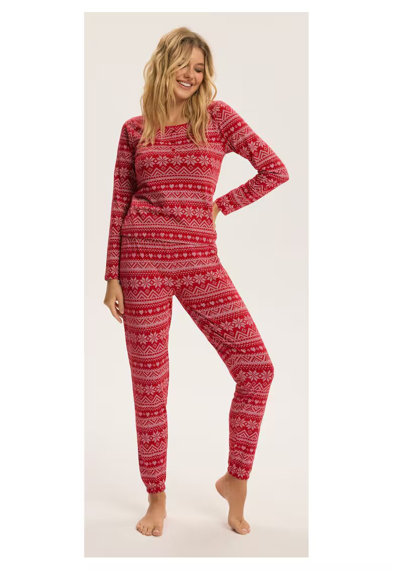 Bloovii Pijama dama Rosu-Alb Hygge - Craciun