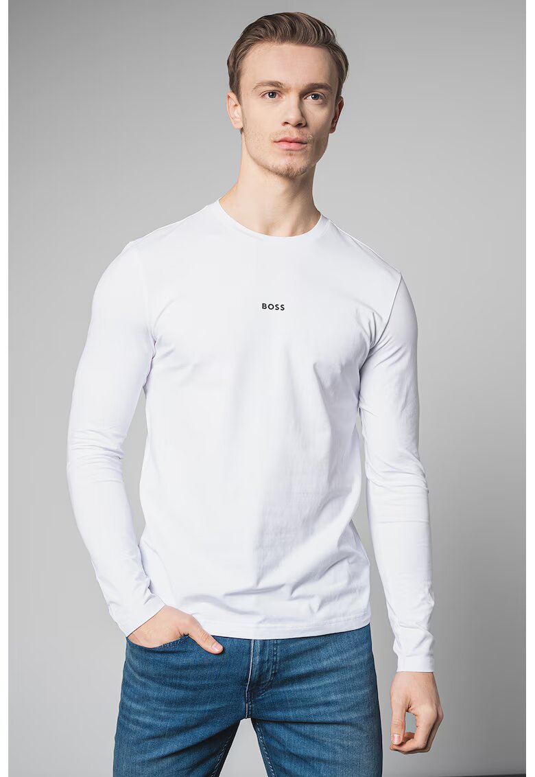 BOSS Bluza cu decolteu la baza gatului Chark - Alb optic