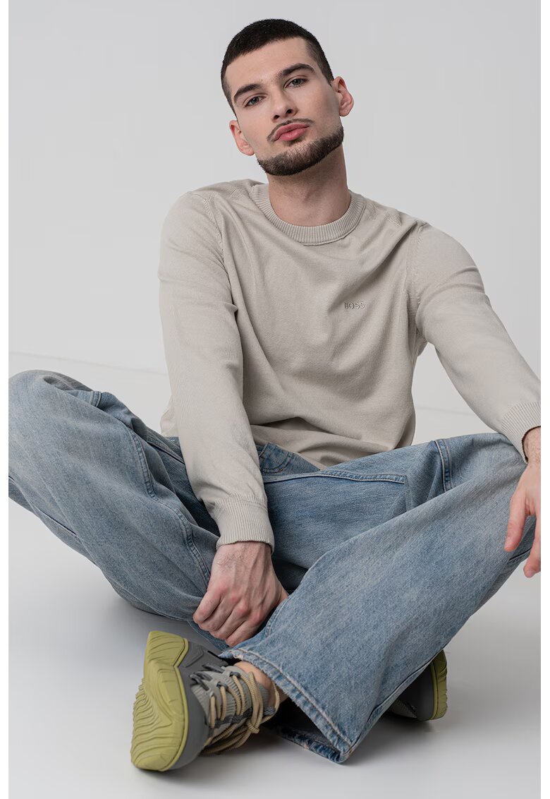 BOSS Bluza de trening cu detaliu logo Asac - Maro nisip